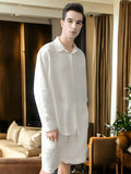 SIIK Pure Silk Men's Print Lapel Pajama Set - Ivory White