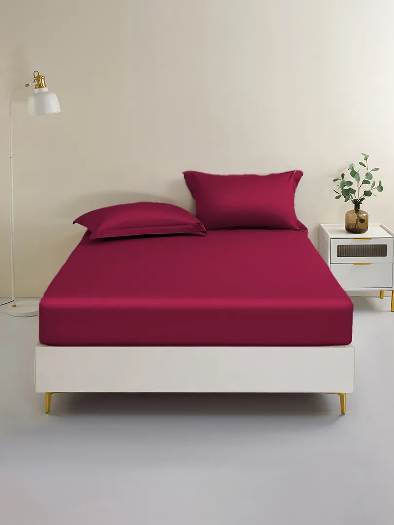 19 Momme Silk Fitted Sheet - Wine Red