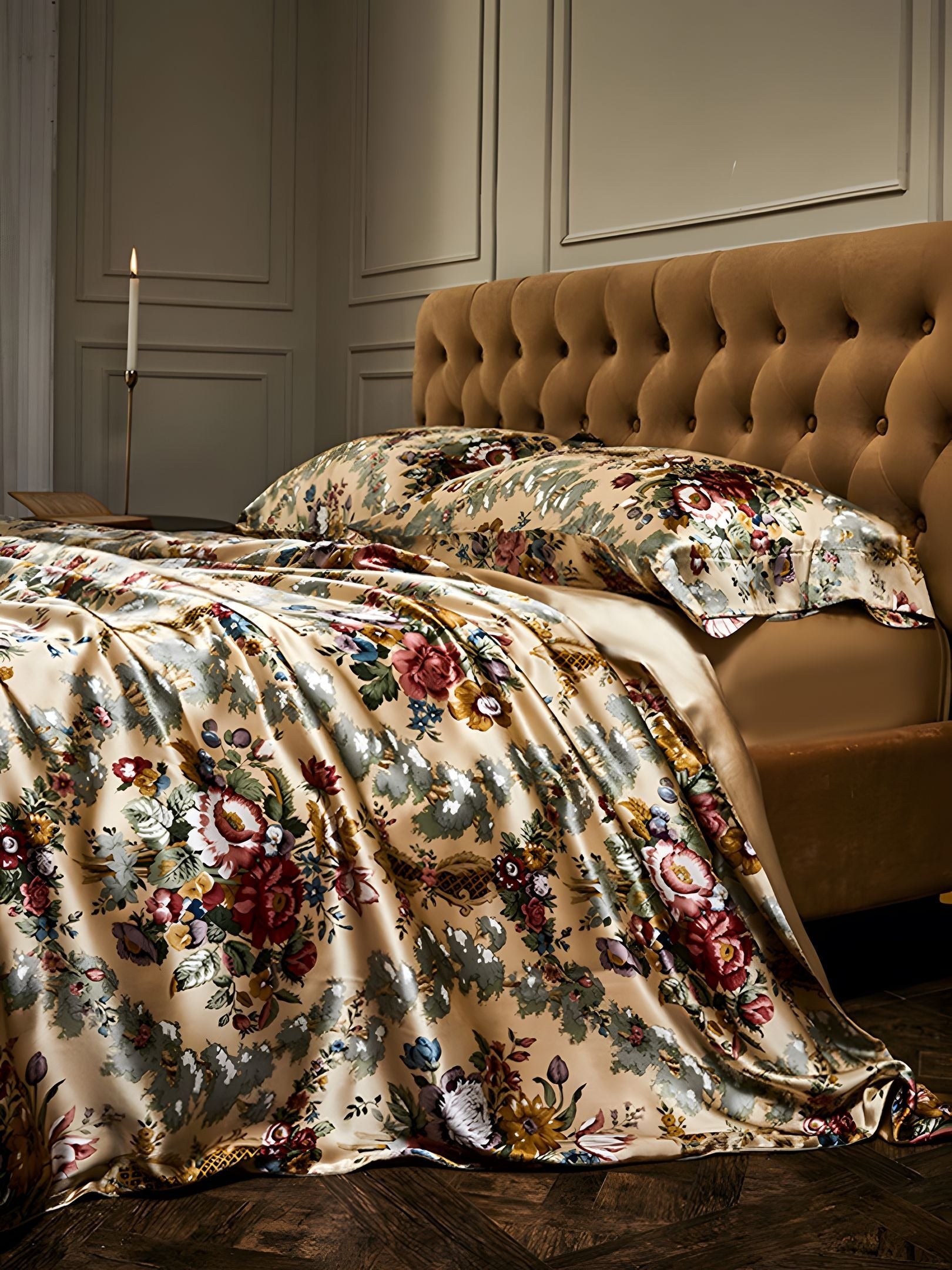 28 Momme Silk Seamless Double Sided Duvet Cover - Floral Print