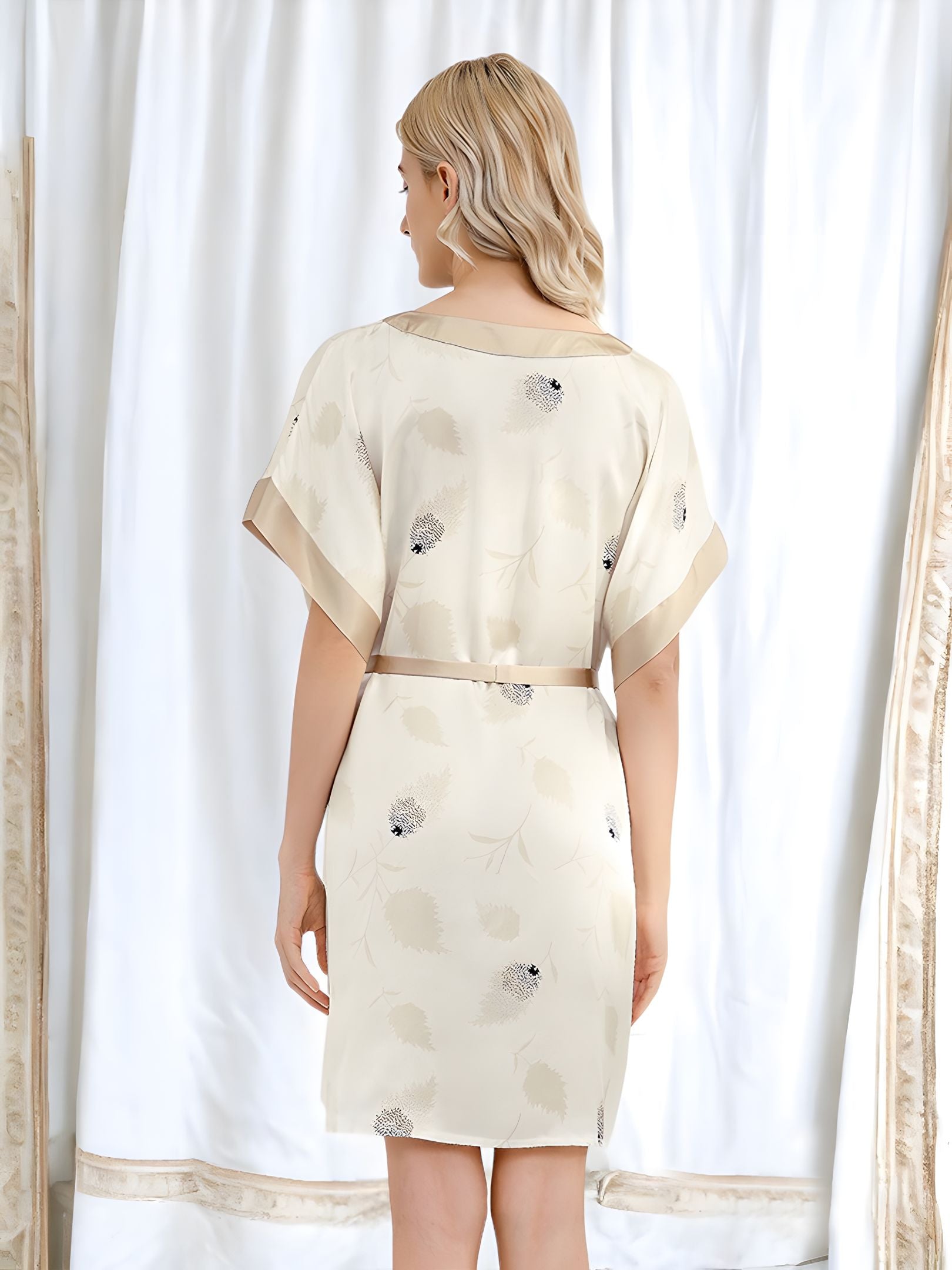SIIK Pure Silk Printed Belt Nightgown