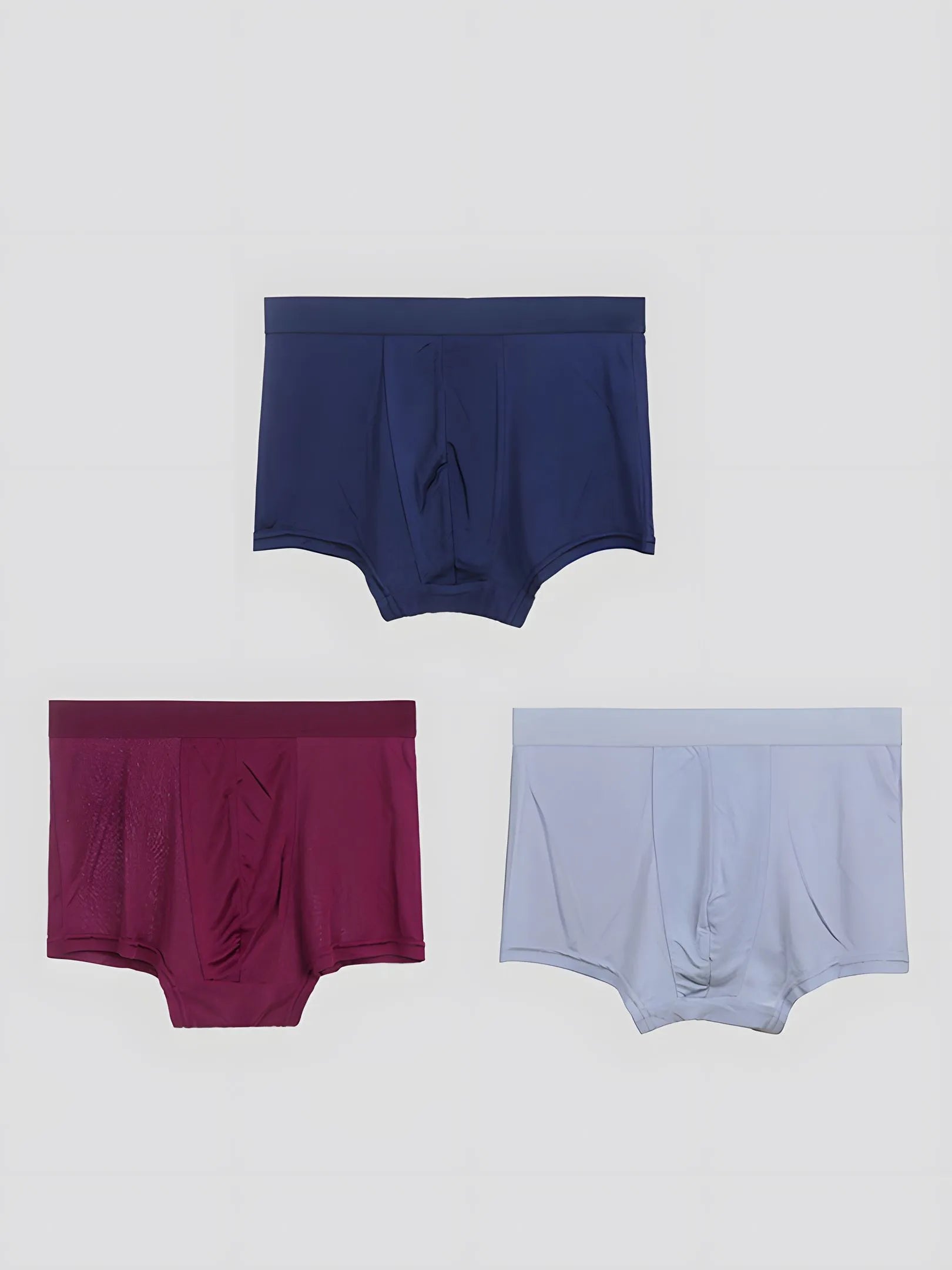 SIIK Silk 3 Pcs Men's Breathable Large Size Mid-Rise Boxer Briefs Underwear