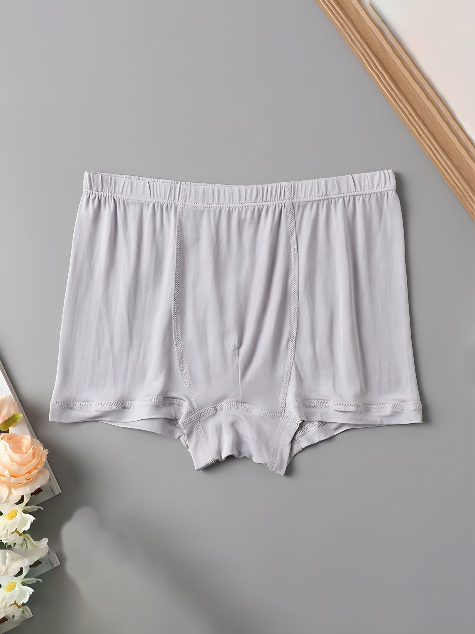 SIIK Silk Men's Solid Color Breathable Boxer Briefs Underwear