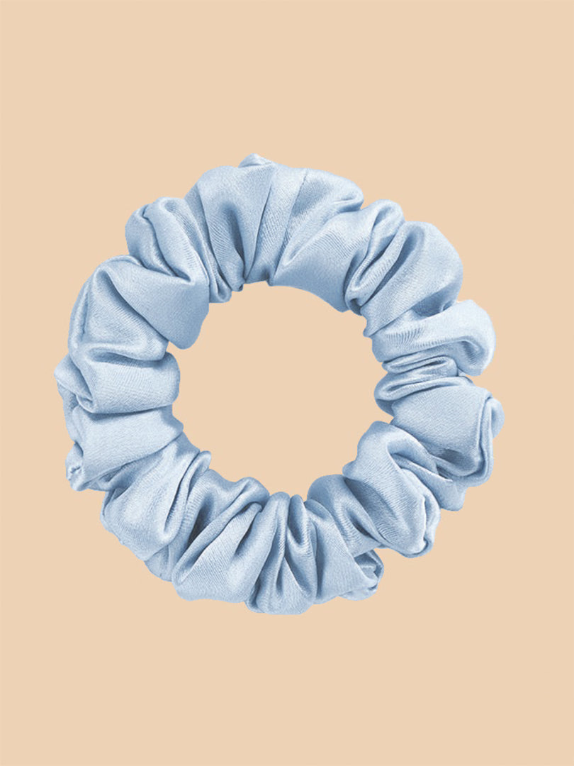 SIIK 3Pcs Pure Silk Midnight Scrunchies - Regular - 2cm - Sky Blue