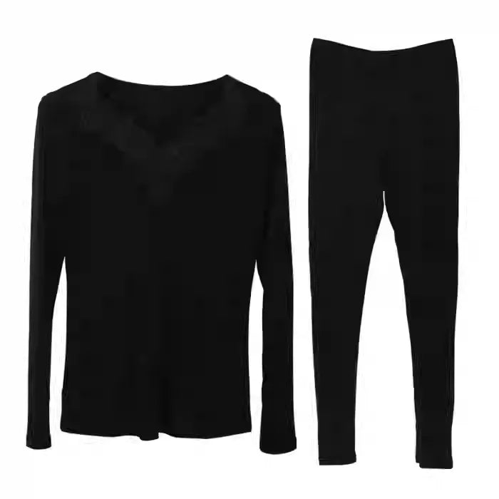 SIIK Pure Silk Double Knit Embroidered Thermal Pajama Set