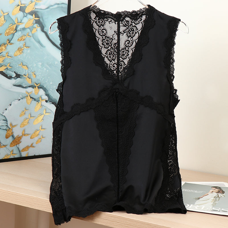 SIIK Silk Sleeveless Vest With Lace Lining