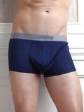 SIIK Silk Men's Double-Faced Plain Contrast Color U-Shaped Boxer Briefs