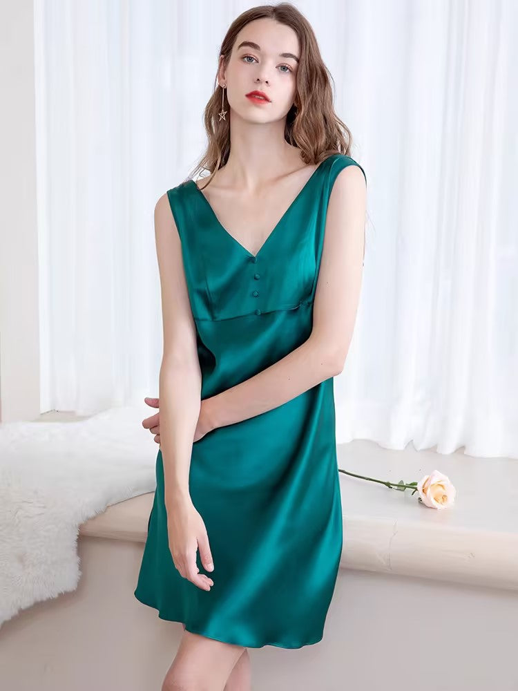 SIIK Pure Silk Sleeveless Straight Shoulder Dress