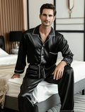 Luxurious Silk Men's Lapel Pajamas 2Pcs