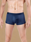 SIIK Silk Men's Breathable Large Size Mid-Rise Boxer Briefs Underwear - Navy