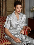SIIK Pure Silk Men's Short Sleeve Elegant Printed Pajama Set