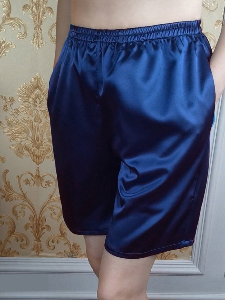 SIIK Pure Silk Solid Color Mens Lounge Shorts