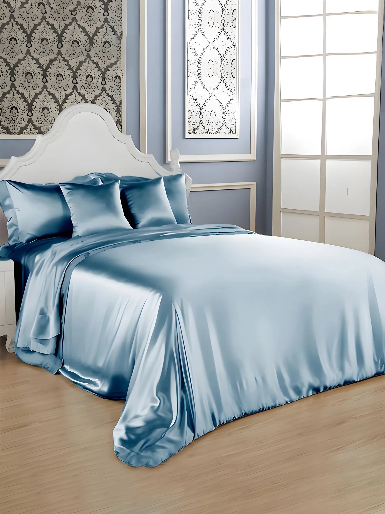 22 Momme Silk Seamless Double Sided Duvet Cover - Blue