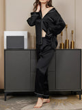 Binding Classic Trim Pure Silk Pajamas Set