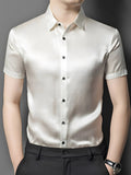 SIIK Silk Men's Satin Solid Color Business Shirt