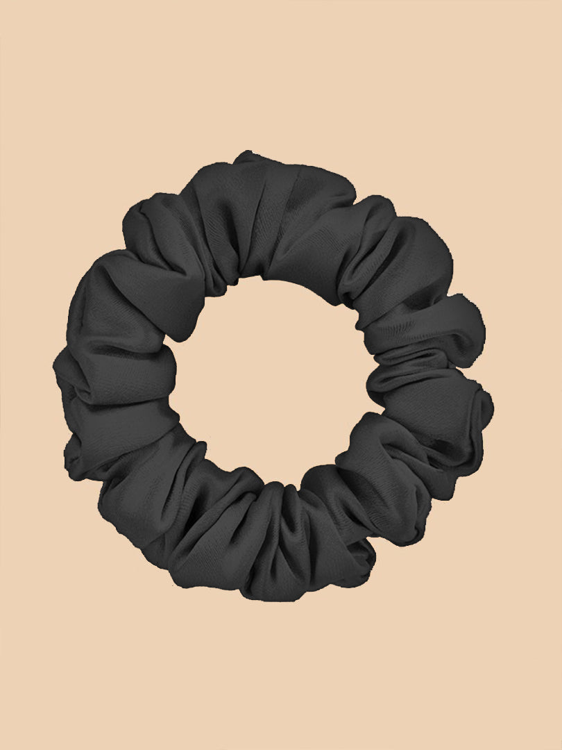 SIIK 3Pcs Pure Silk Midnight Scrunchies - Regular - 2cm - Black