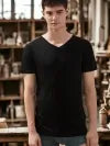 SIIK Silk Men's Solid Color V-Neck Short-Sleeved T-Shirt