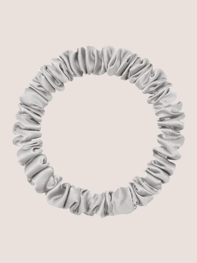 3Pcs Bundle Pop Of Brights Silk Scrunchie - Silver