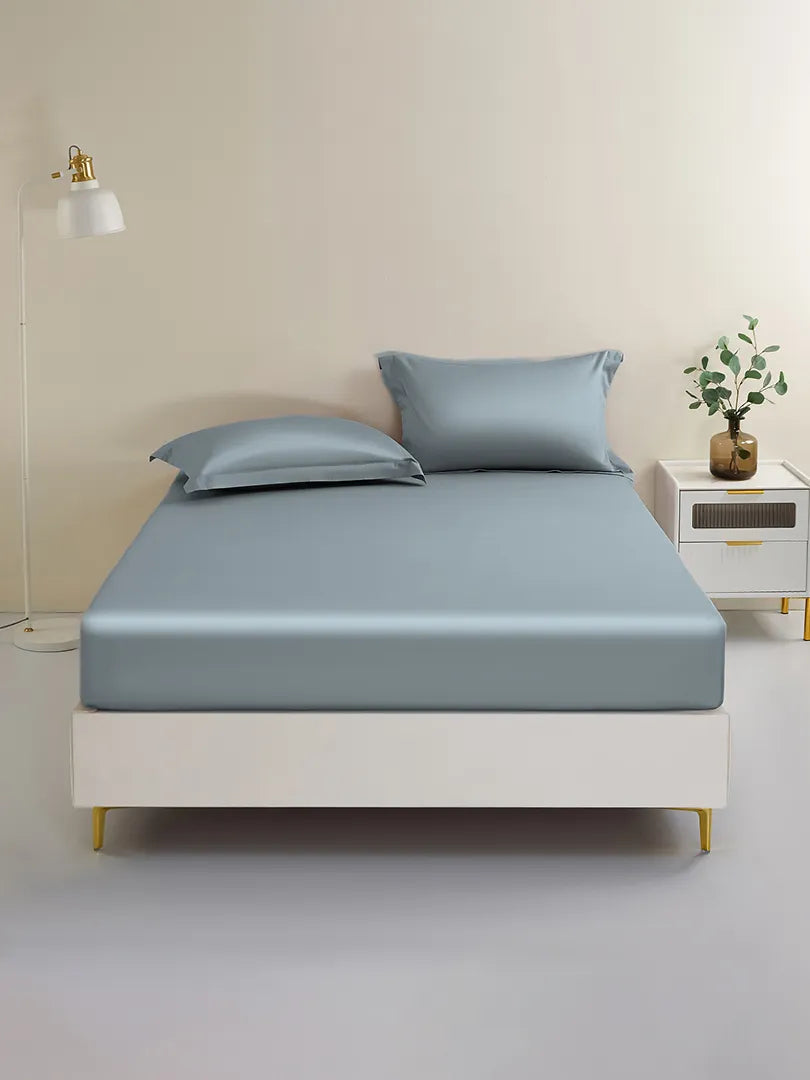 19 Momme Silk Fitted Sheet - Light Gray