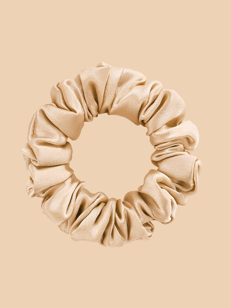 SIIK 3Pcs Pure Silk Midnight Scrunchies - Regular - 2cm - Beige