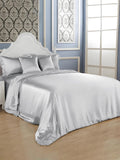 19 Momme Silk Wide Plain Crepe Satin Duvet Cover Without Stitching - Silver
