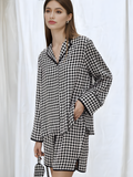 SIIK Pure Silk Houndstooth Print Pajama Set