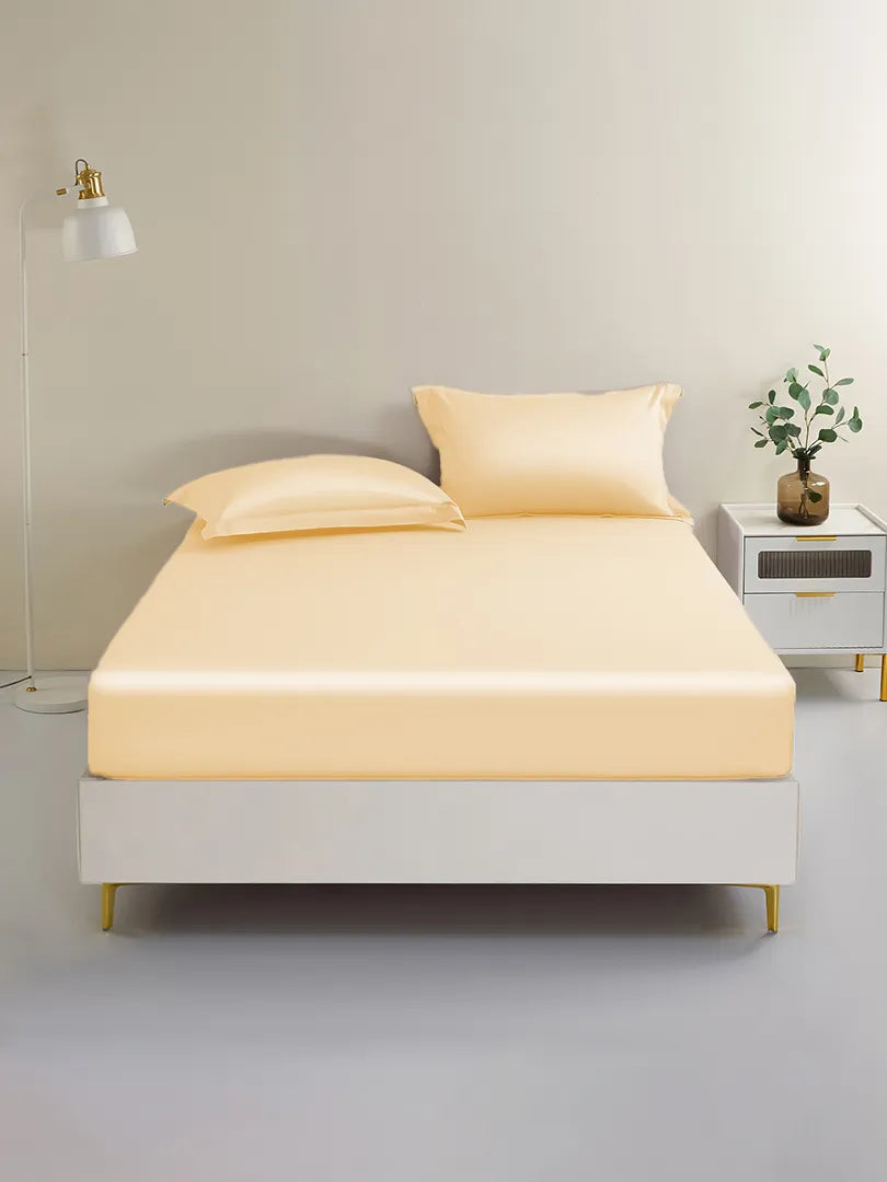 19 Momme Silk Fitted Sheet - Yellow