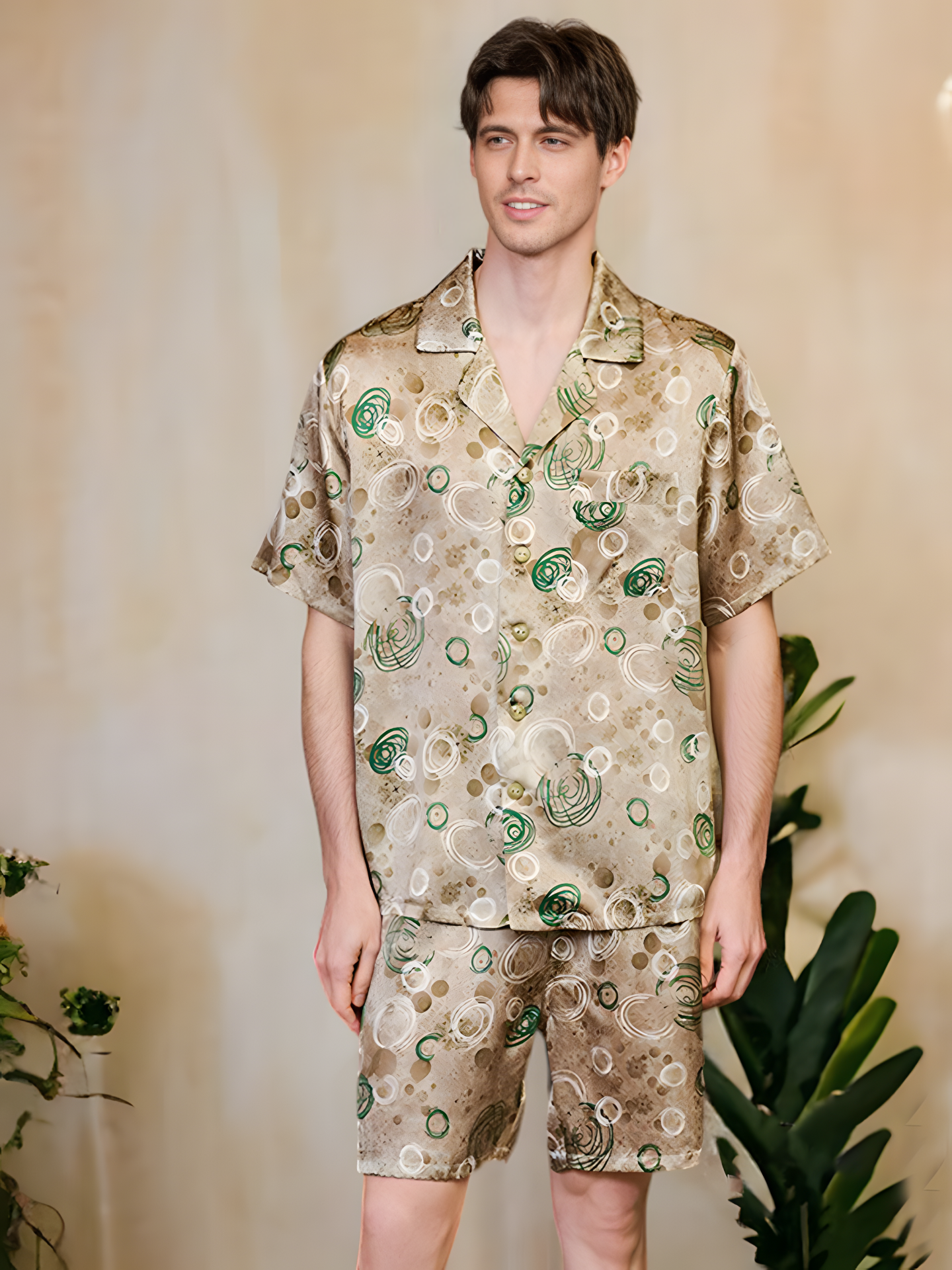 SIIK Pure Silk Men's Shorts Pajama Set - Bronze