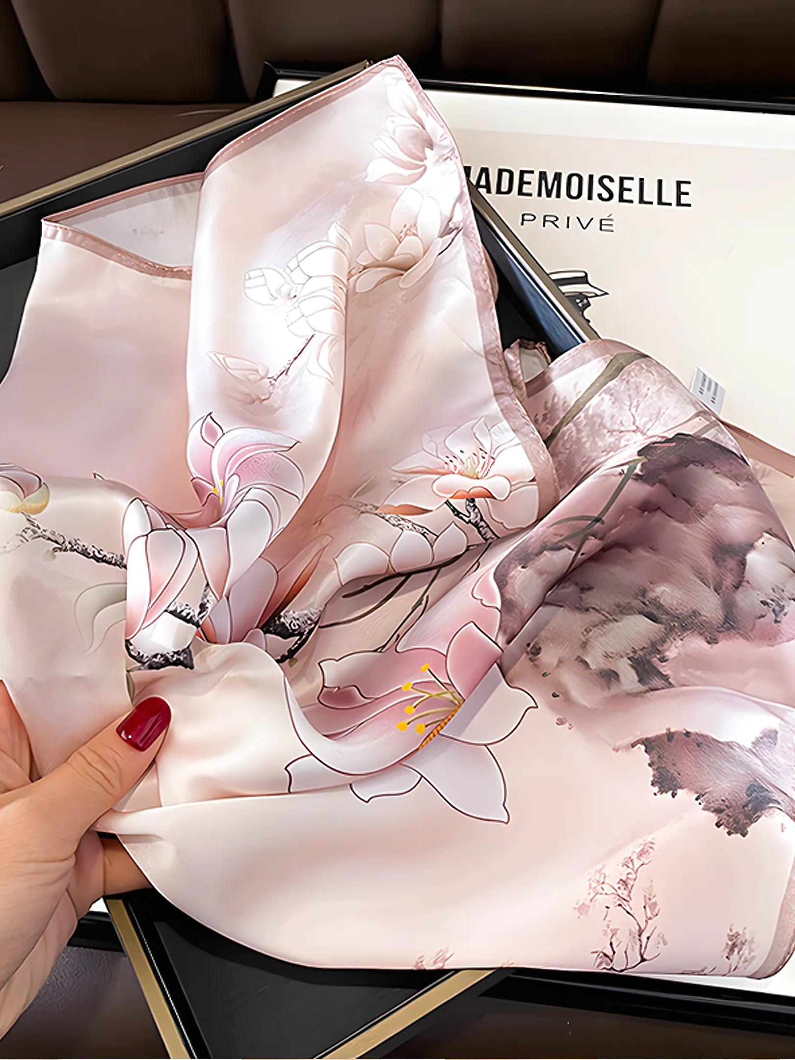 SIIK Pure Silk Floral Printed Designer Square Scarf 53x53cm