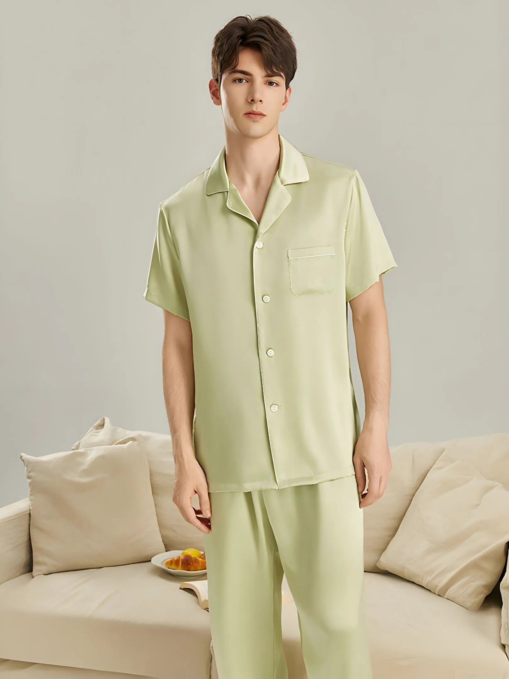 SIIK 19 Momme Silk Men's Thin Short Sleeve Pajamas Set