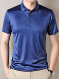 SIIK Silk Men's Solid Short-Sleeved Polo Shirts