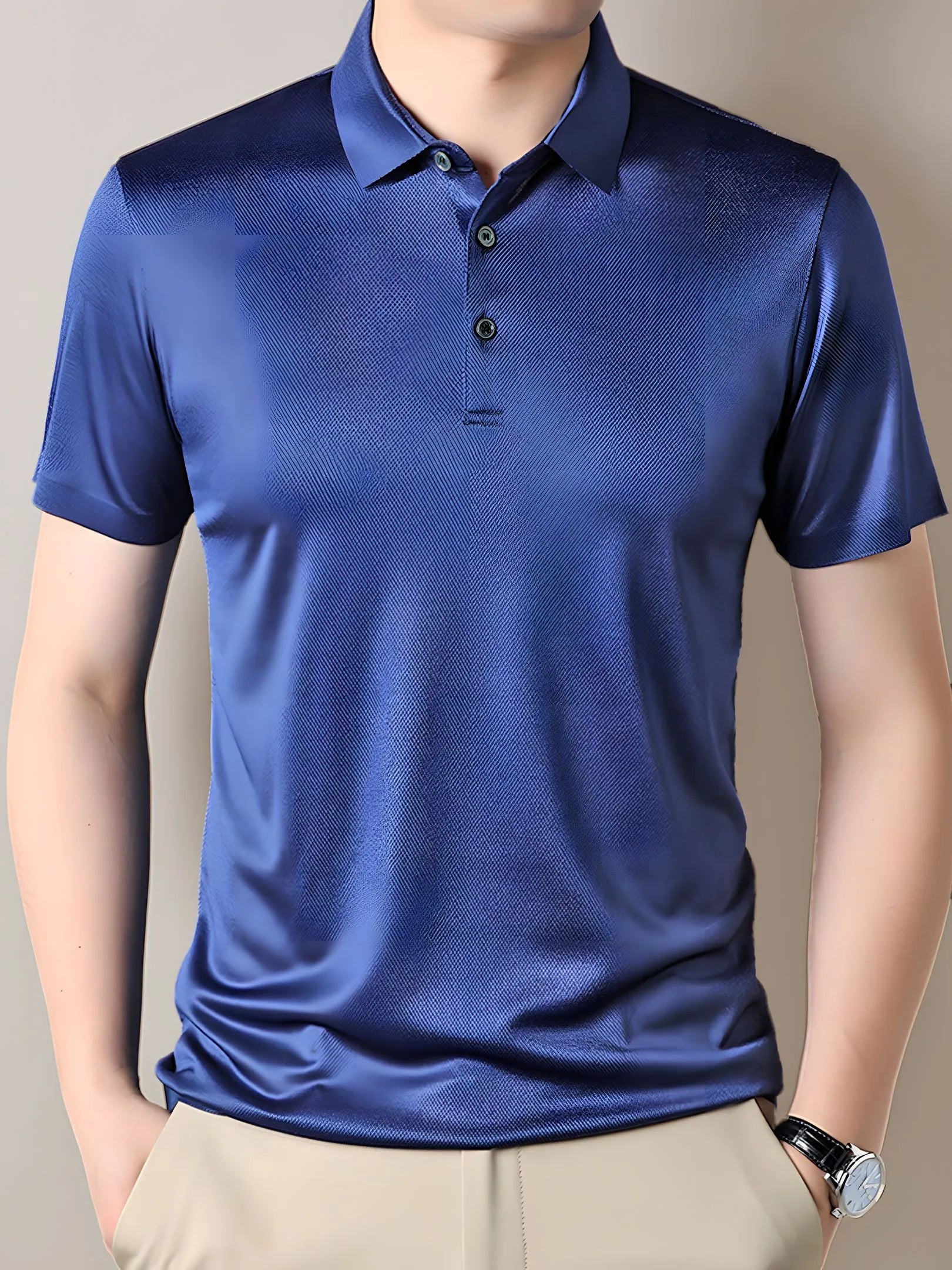 SIIK Silk Men's Solid Short-Sleeved Polo Shirts