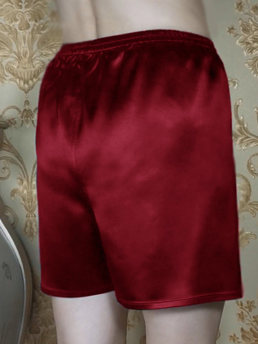 SIIK Pure Silk Men's Solid Color Beach Shorts With Side Pockets