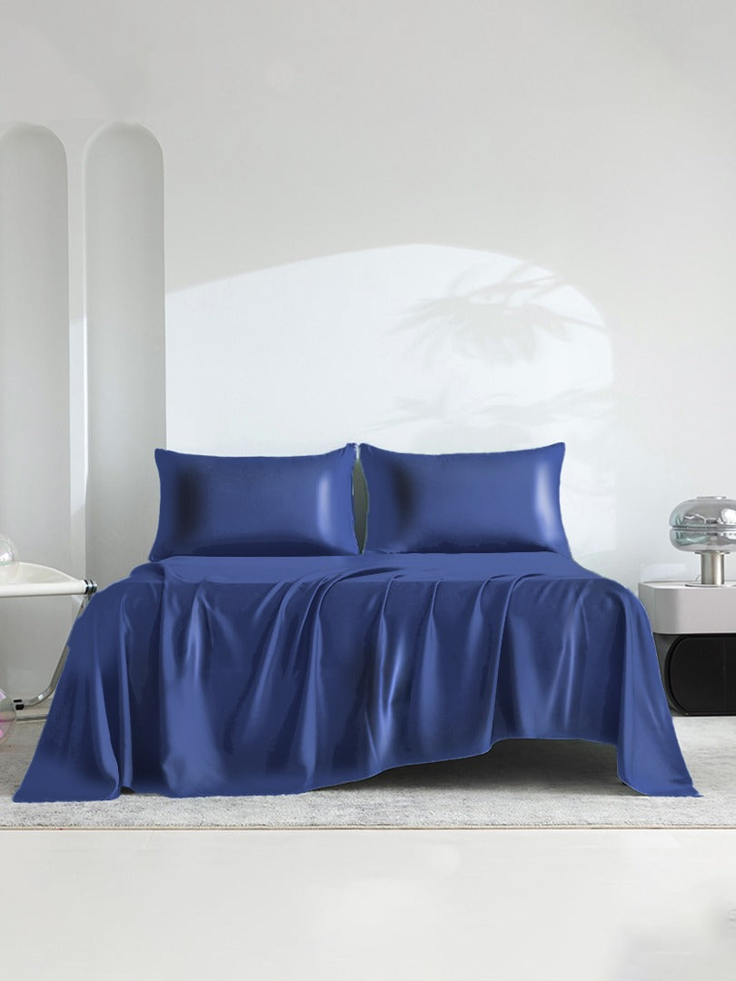 28 Momme Silk Flat Sheet - Ocean Blue