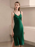 SIIK Pure Silk Pleated Bust Slits Strap Nightgown