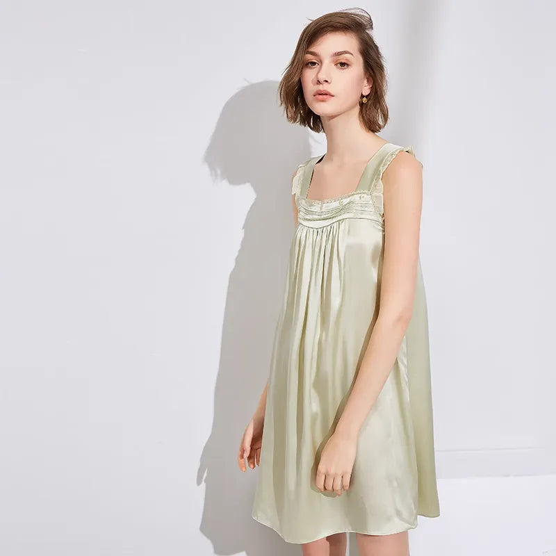 SIIK Pure Silk Lace Camisole Dress - Green