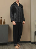 Silk Men's Lapel Pajamas 2Pcs