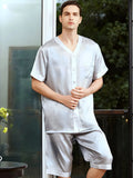 SIIK Pure Silk Men's Shorts Pajama Set - Silver Grey