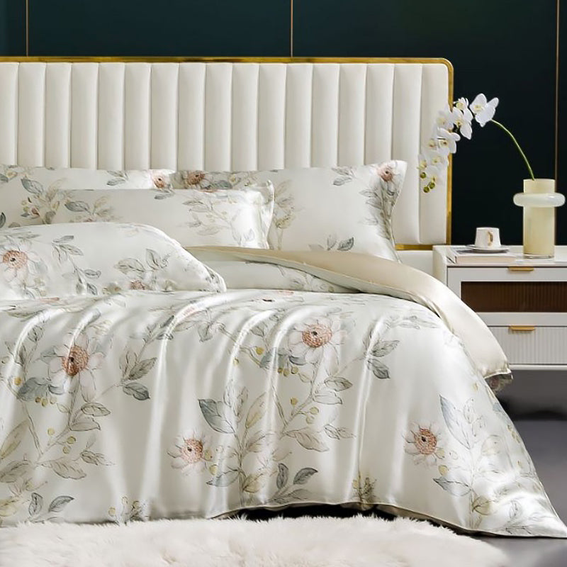 4 Pcs 40 Momme Silk Double Sided Duvet Cover