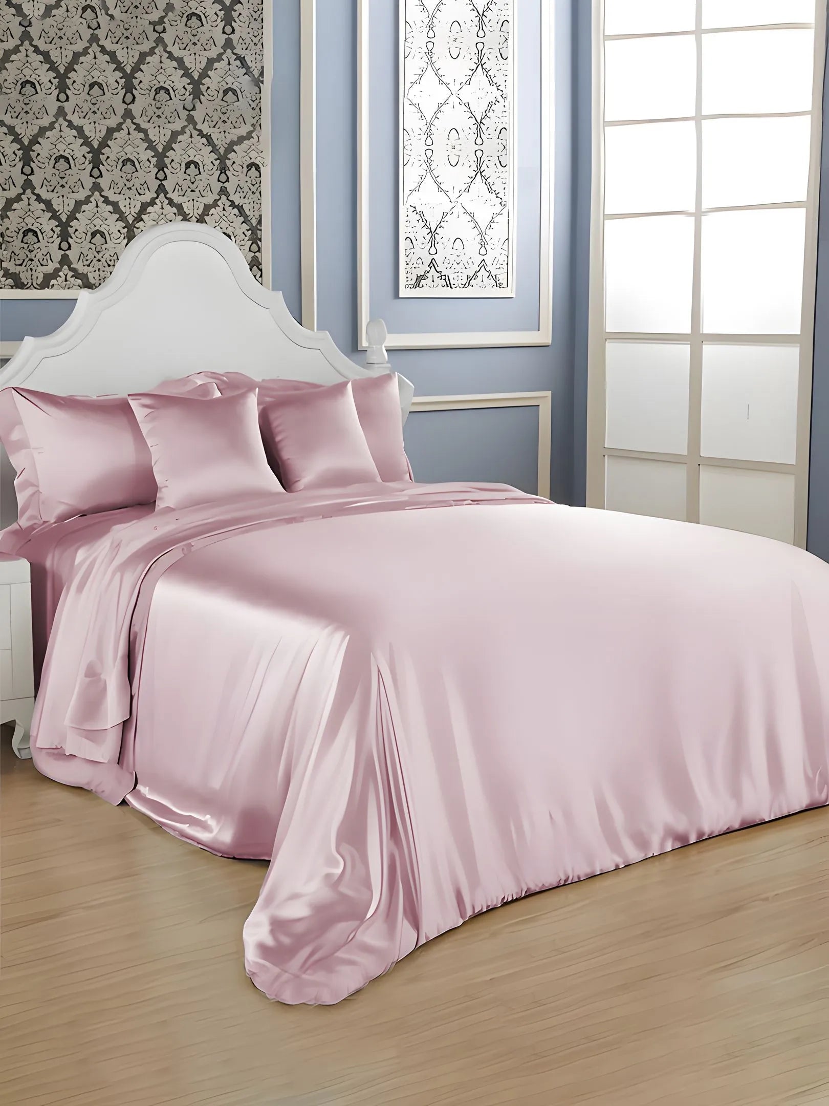 40 Momme Silk Duvet Cover Set - Pink (4 Pieces)