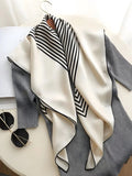 SIIK Pure Silk Stripe Pattern Designer Square Scarf 90×90cm