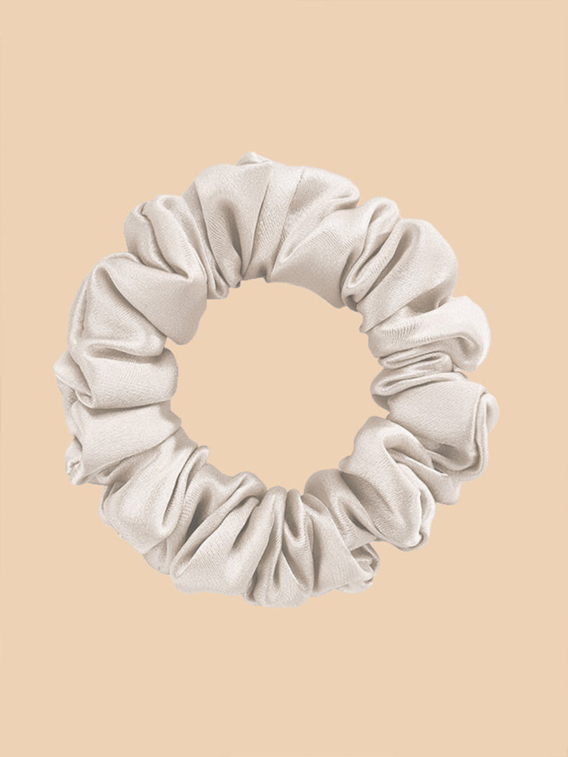SIIK 3Pcs Pure Silk Midnight Scrunchies - Regular - 2cm - White