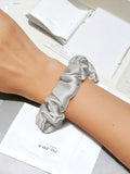 SIIK 3Pcs Pure Silk Midnight Scrunchies - Regular - 2cm - Silver