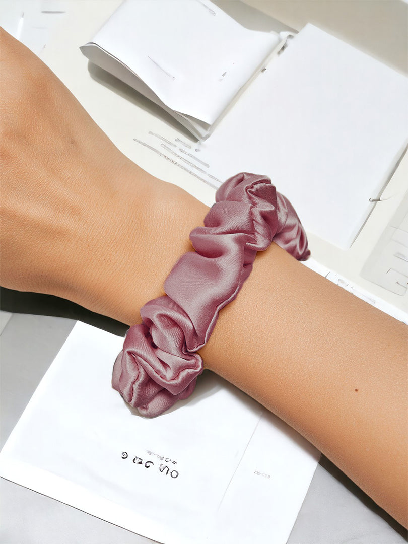 SIIK 3Pcs Pure Silk Midnight Scrunchies - Regular - 2cm - Bean Paste