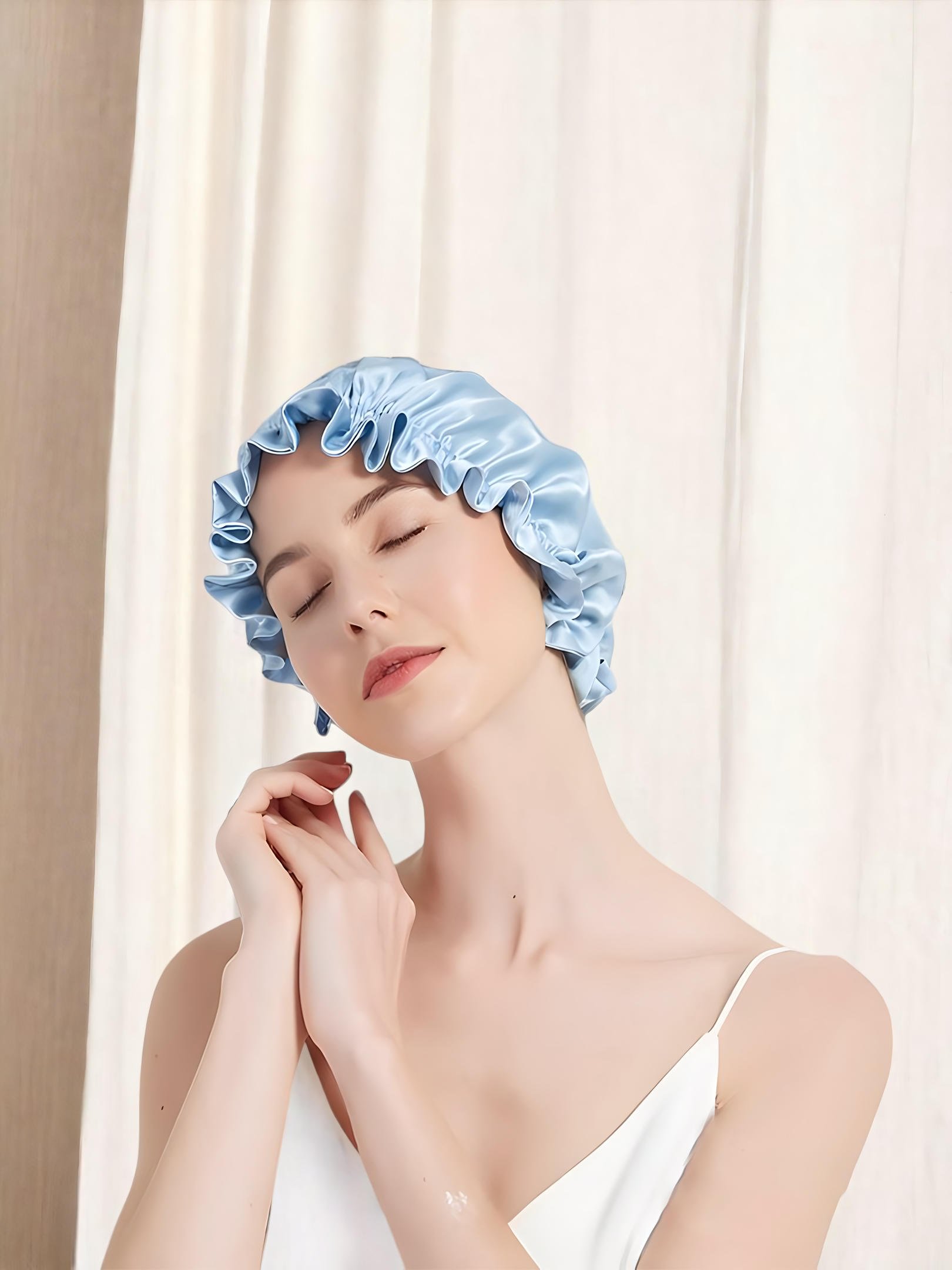 SIIK Pure Silk Double Layer Sleeping Caps W/ Ribbon