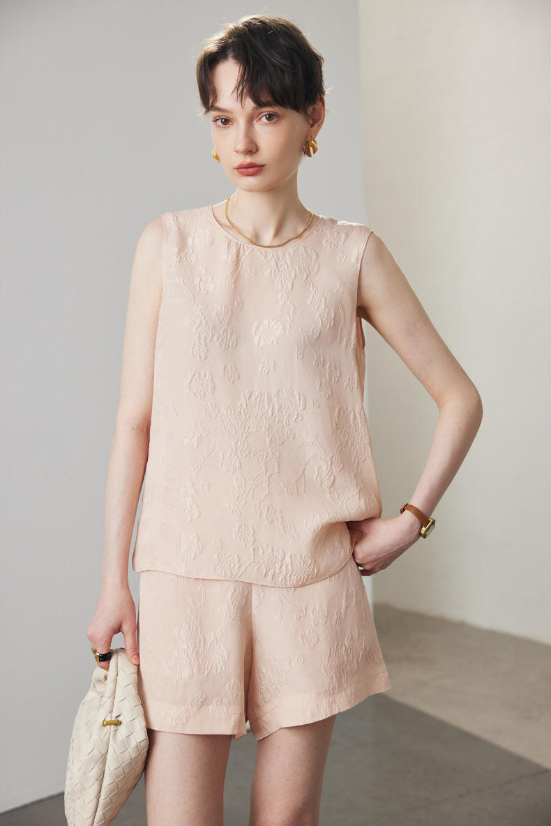 SIIK Silk Jacquard Vest Shorts Set