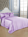 19 Momme Silk Wide Plain Crepe Satin Duvet Cover Without Stitching - Light Purple