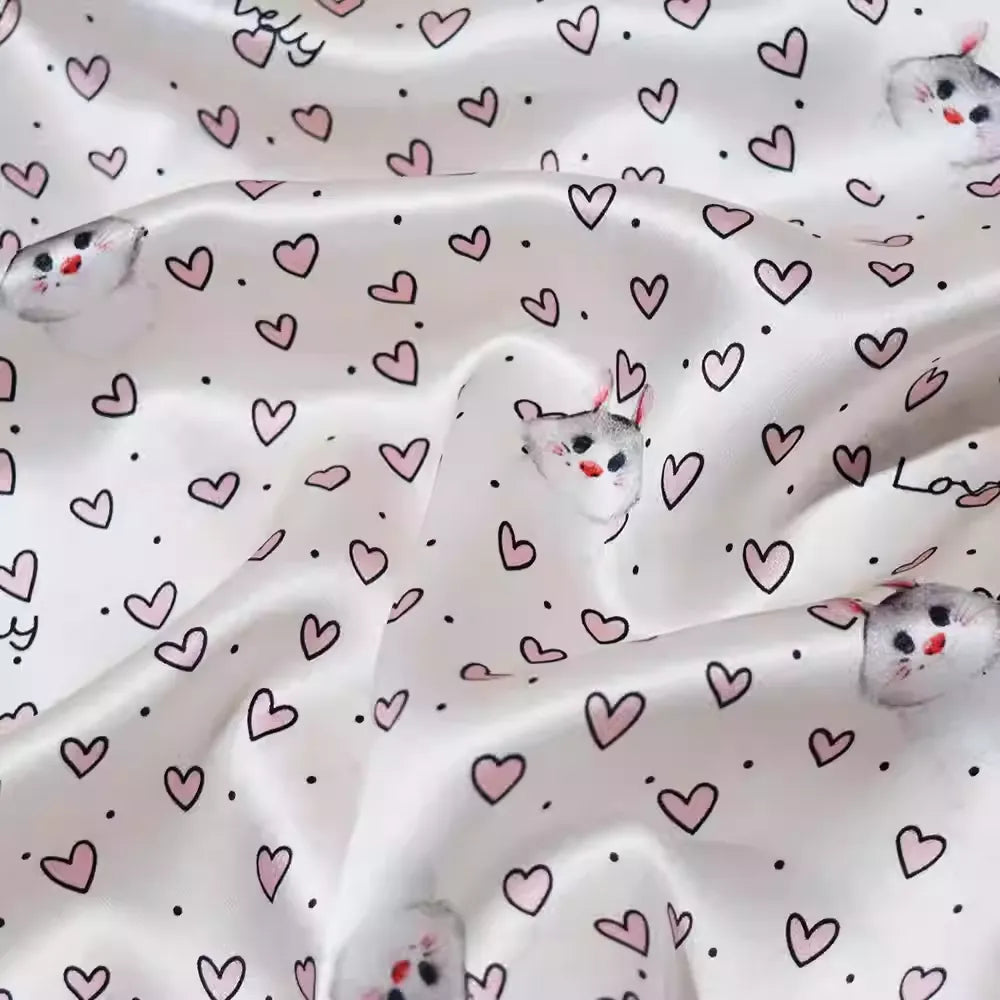 SIIK Pure Silk Pale Pink Love Print Pajama Set